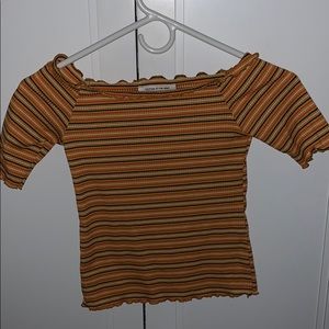yellow striped 1/2 sleeve shirt